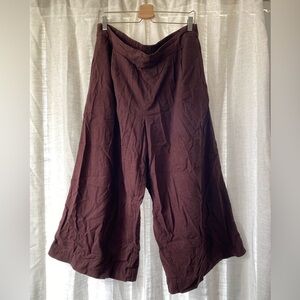 Warm Brown Linen Blend Pants